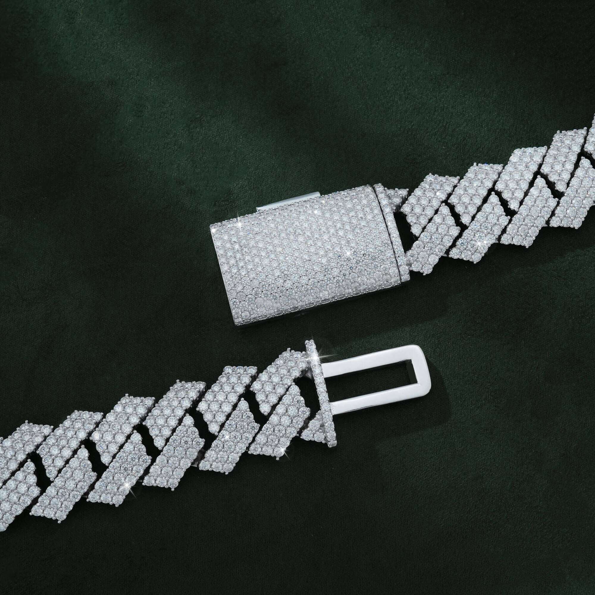 22MM Three-Row Moissanite Cuban Link Chain – Iced Out VVS