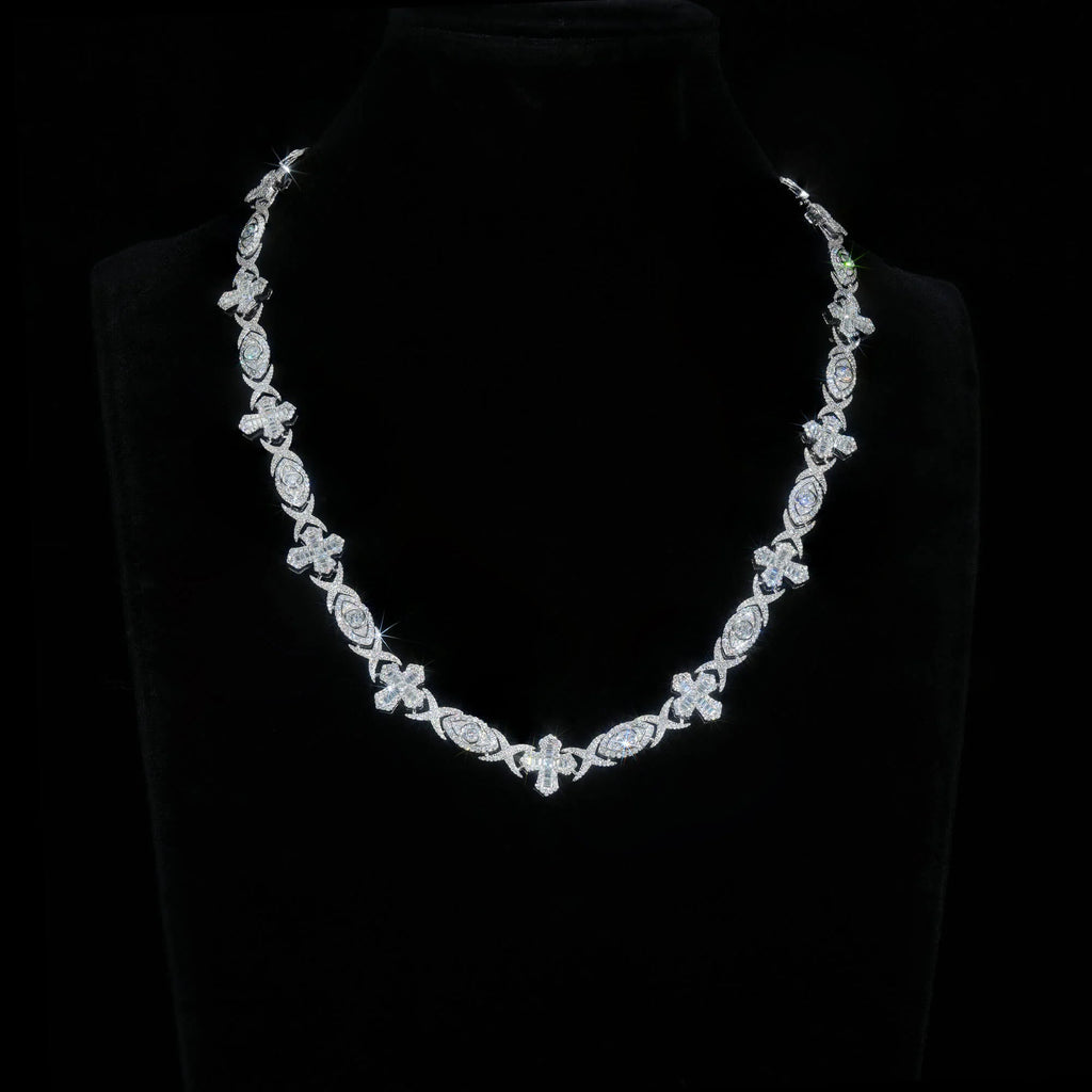 14MM Evil Eye & Cross VVS Moissanite Cuban Link Chain