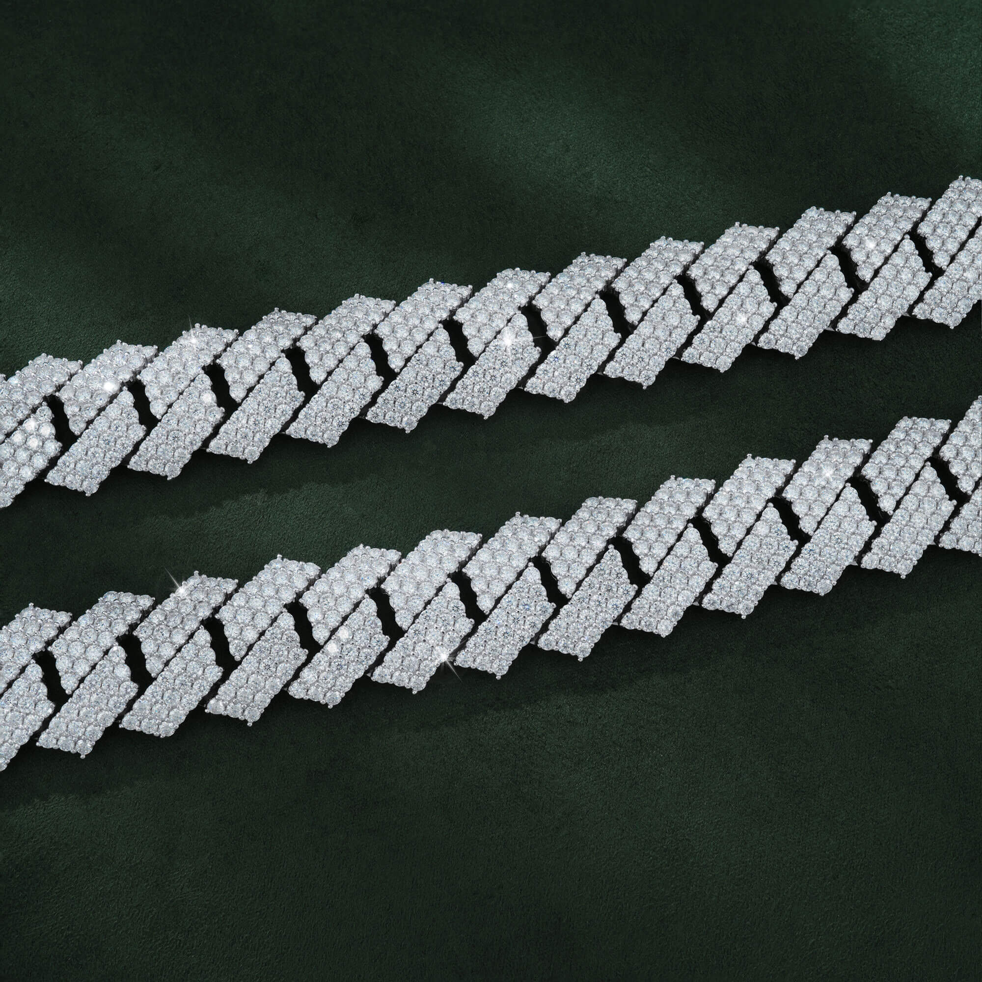 22MM Three-Row Moissanite Cuban Link Chain – Iced Out VVS