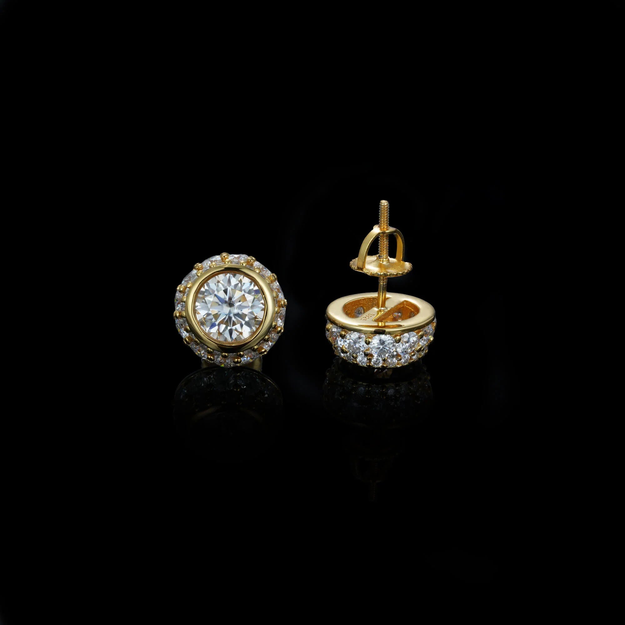 11MM Bezel-Set Round Center VVS Moissanite Stud Earrings