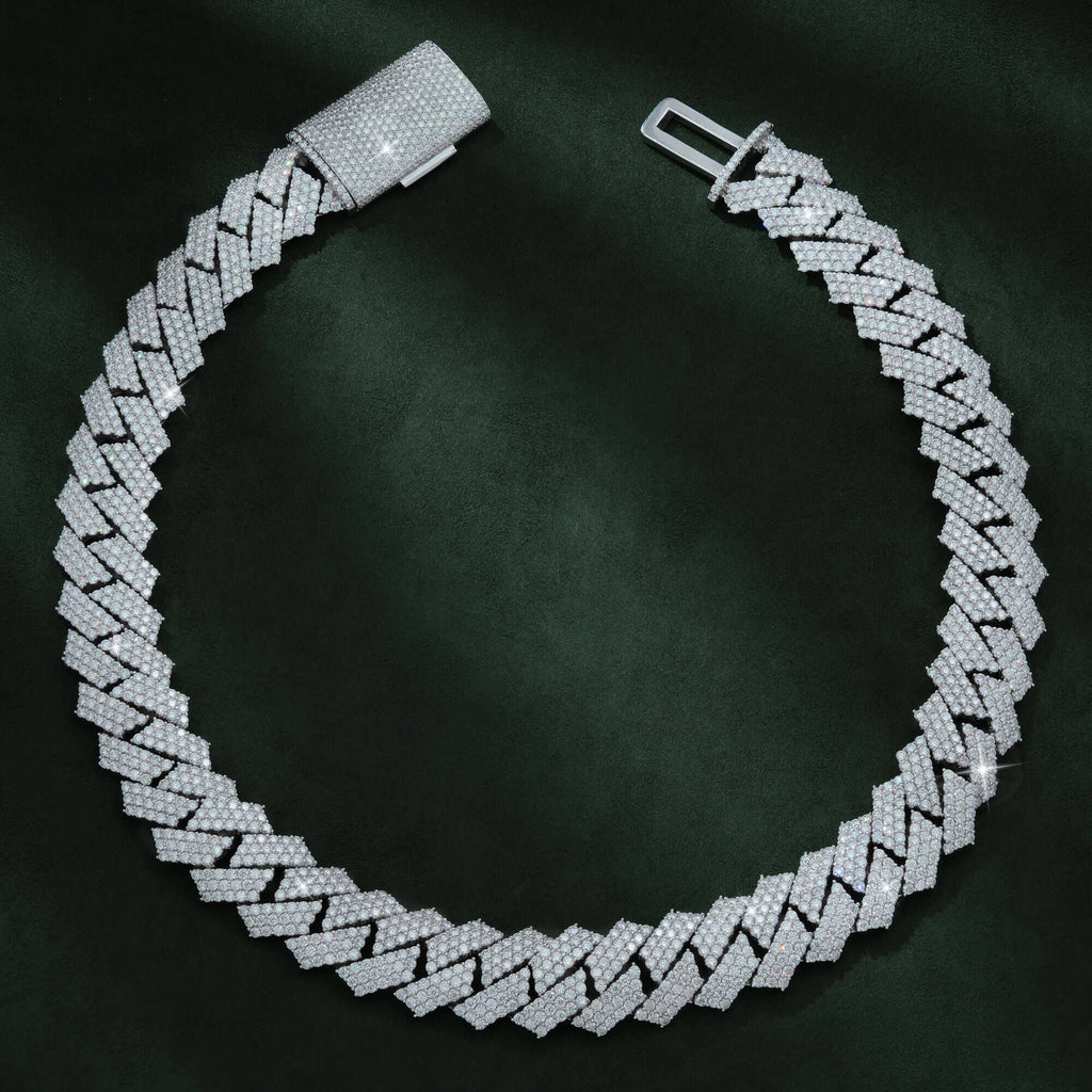 22MM Three-Row Moissanite Cuban Link Chain – Iced Out VVS