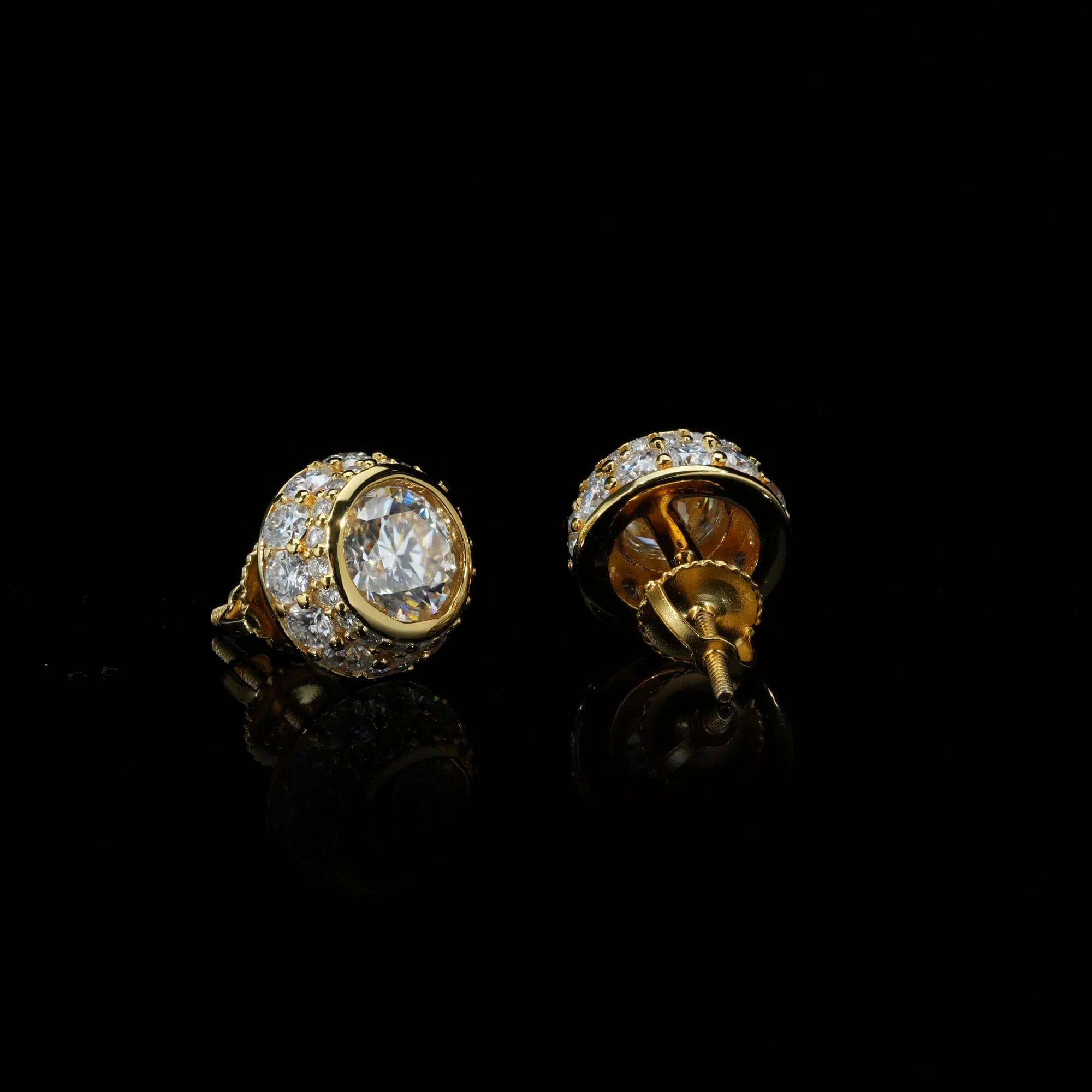 11MM Bezel-Set Round Center VVS Moissanite Stud Earrings