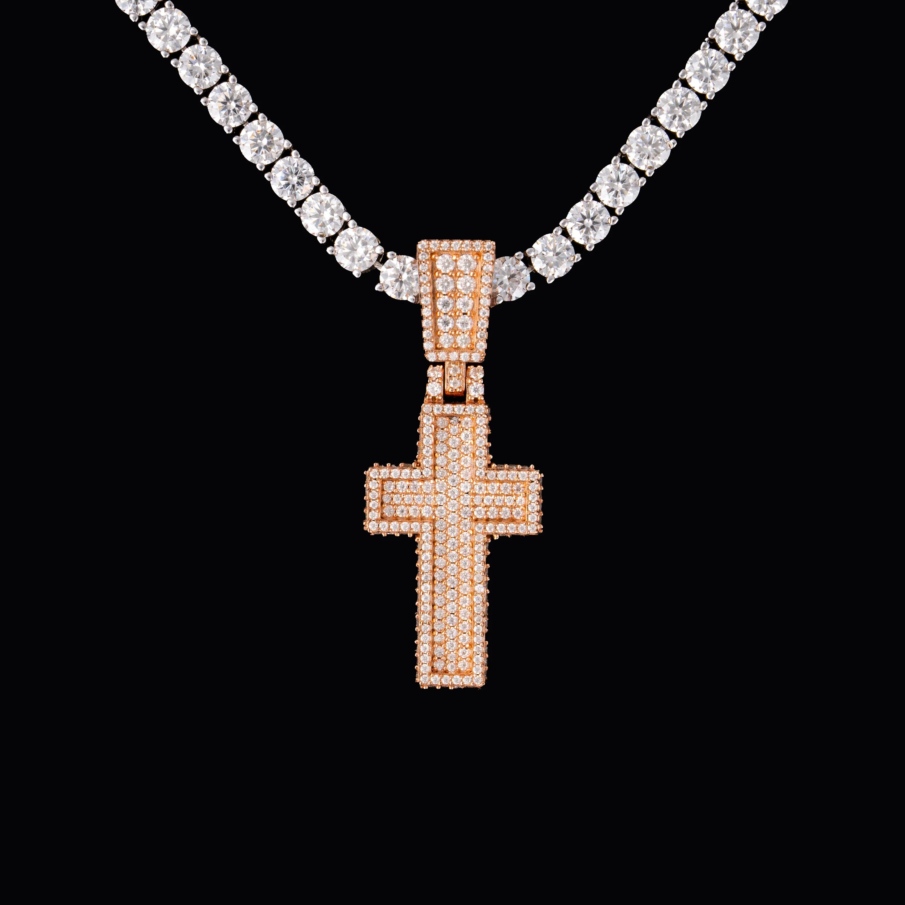 Iced Out Cross Pendant – Moissanite Diamond Hip Hop Charm
