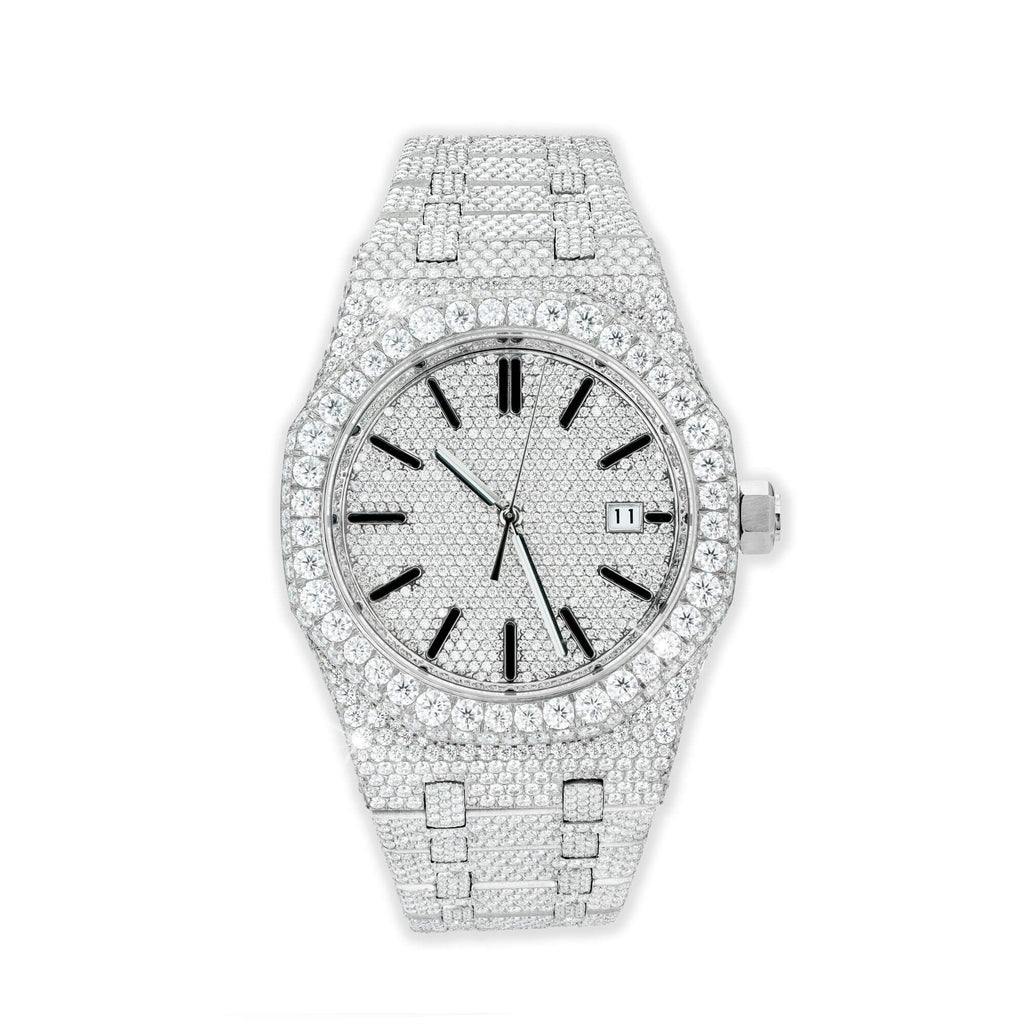Full Pavé VVS Moissanite Watch | 38-41MM | 14K White Gold