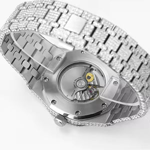 Full Pavé VVS Moissanite Watch | 38-41MM | 14K White Gold