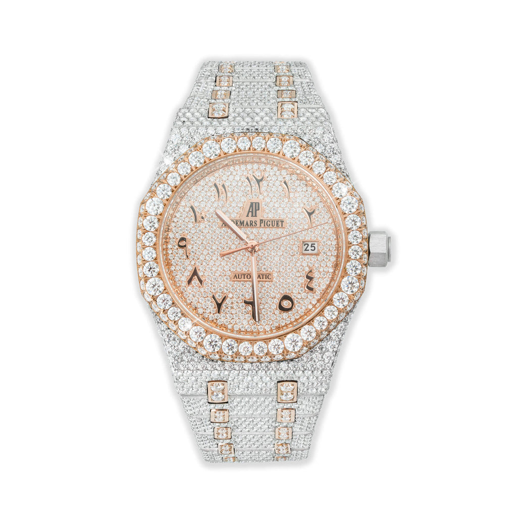 Full Pavé VVS Moissanite Watch | 31-41MM | 14K White & Rose Gold Plated