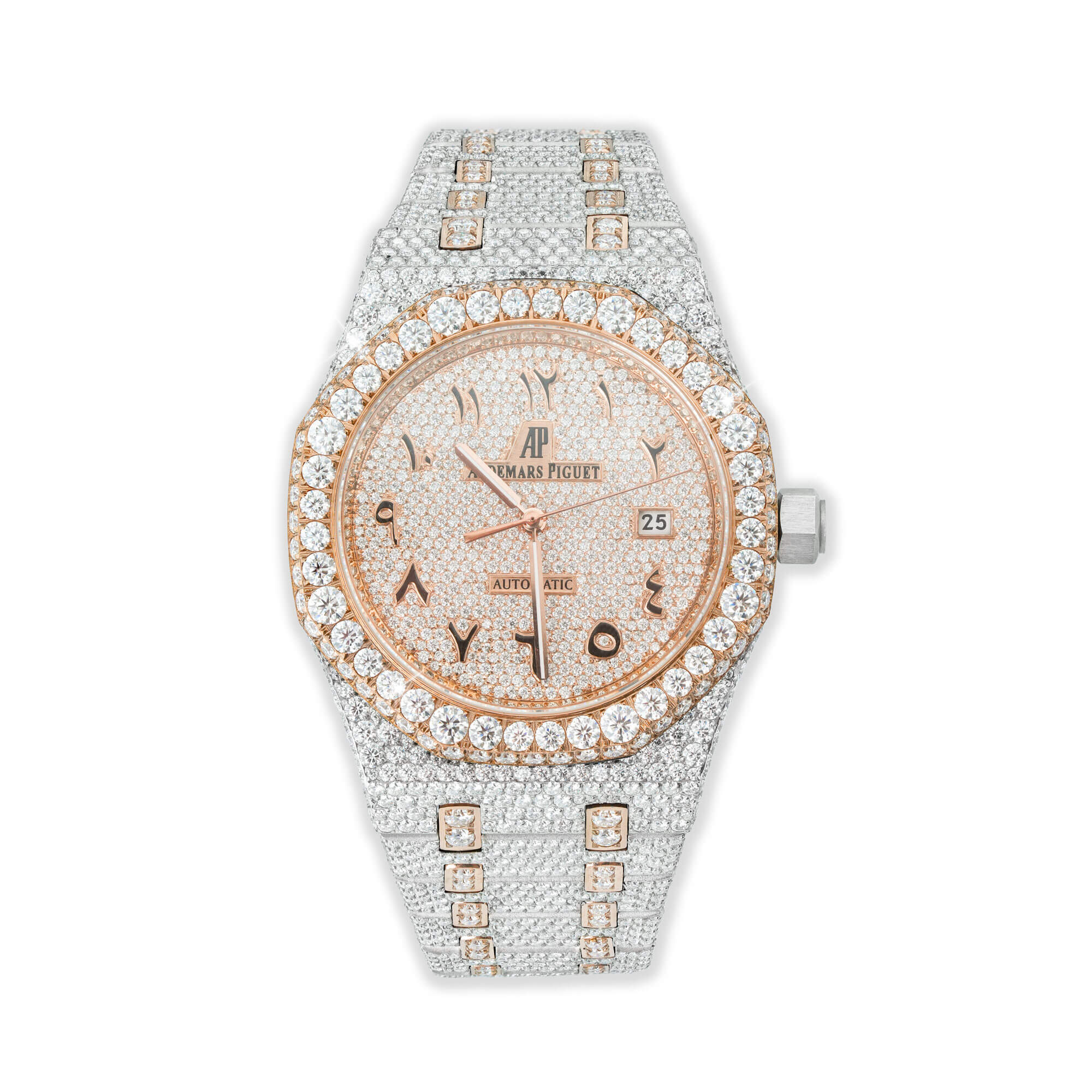 Full Pavé VVS Moissanite Watch | 31-41MM | 14K White & Rose Gold Plated