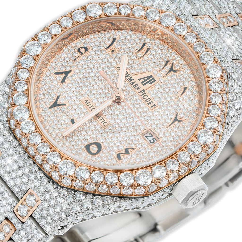 Full Pavé VVS Moissanite Watch | 31-41MM | 14K White & Rose Gold Plated
