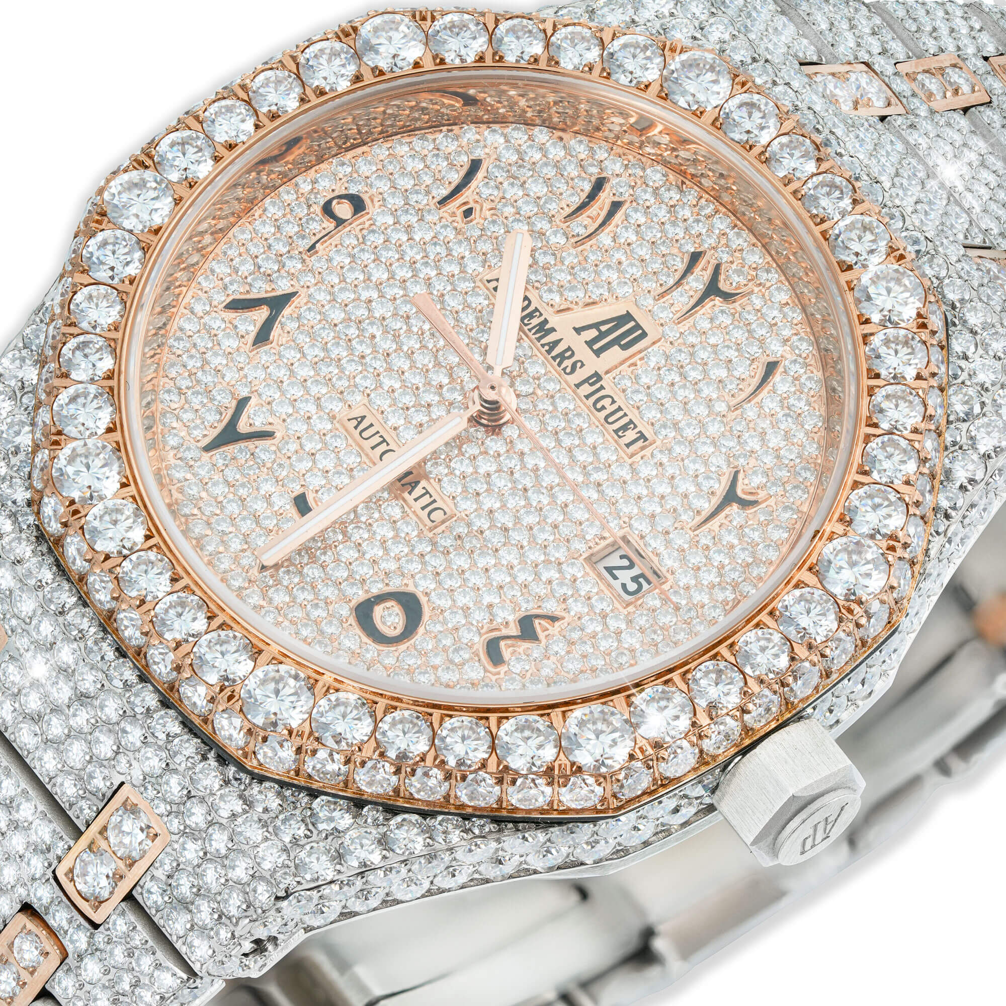 Full Pavé VVS Moissanite Watch | 31-41MM | 14K White & Rose Gold Plated